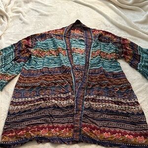 Novella Royale Floral Kimono in Red and Blue